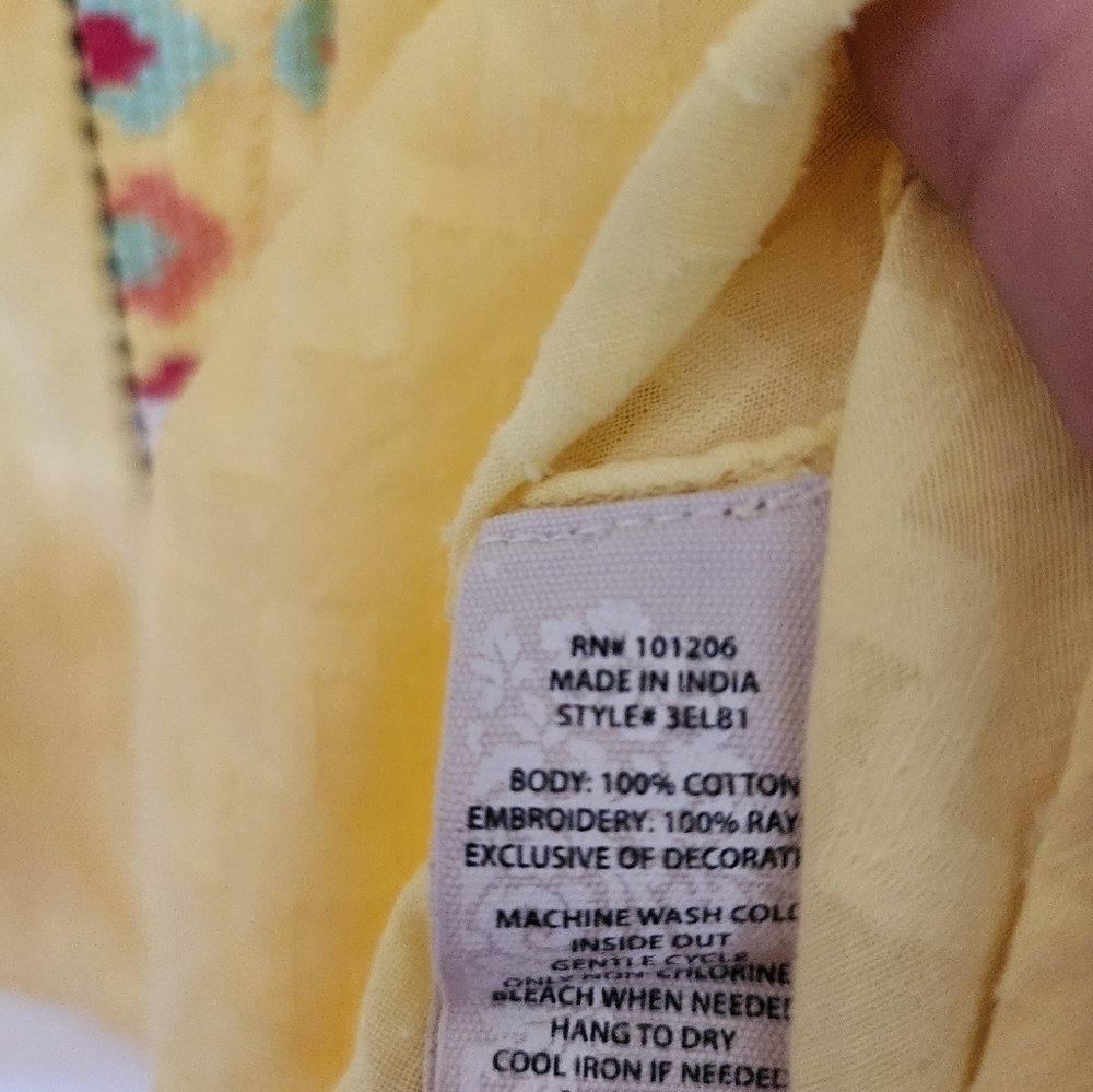 Soft surrondings boho tunic top flowy embroidered cotton lemon drop sizepsmall - Picture 8 of 10
